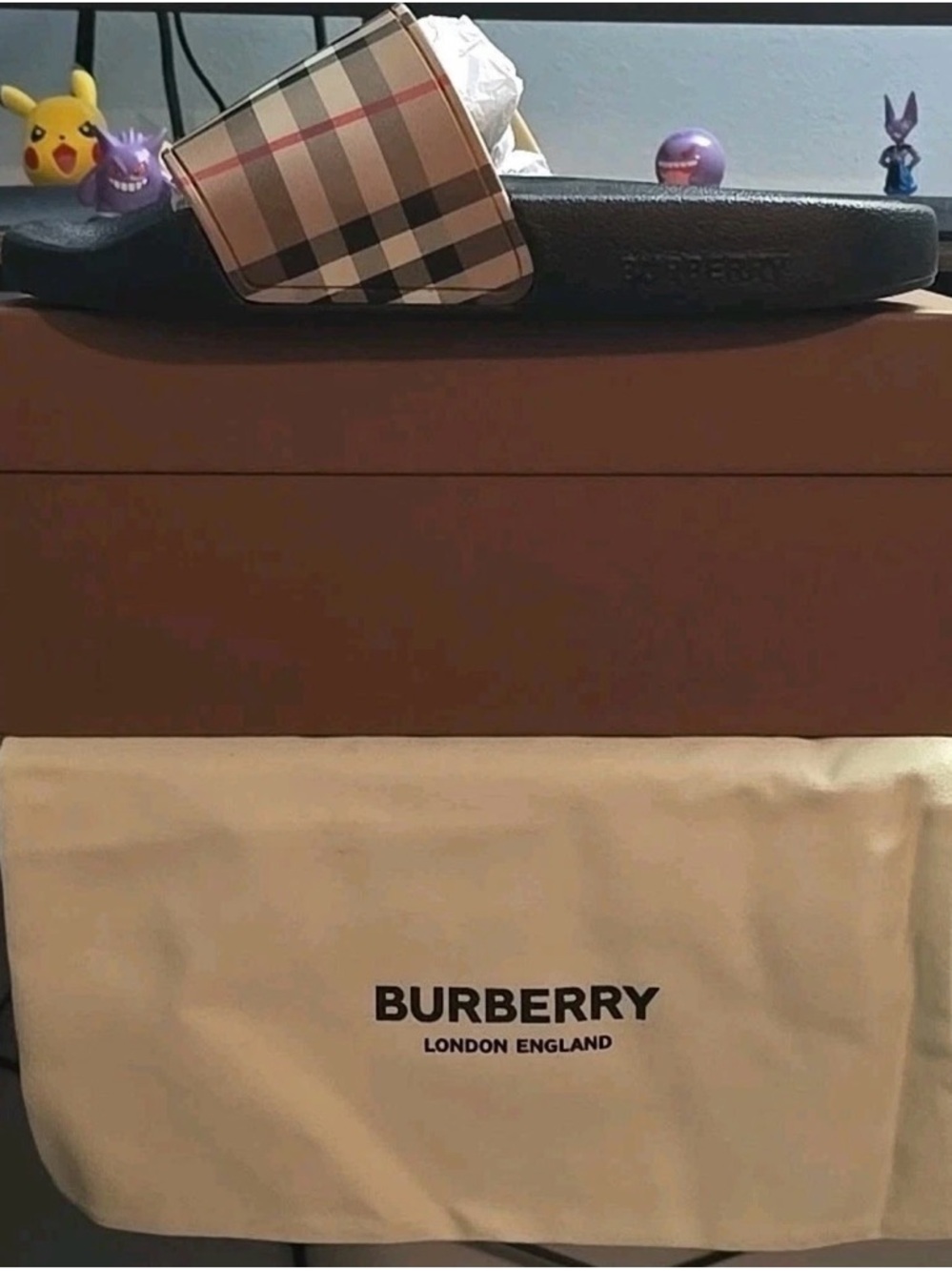 Burberry Beige/Tan Check Slide Sandals